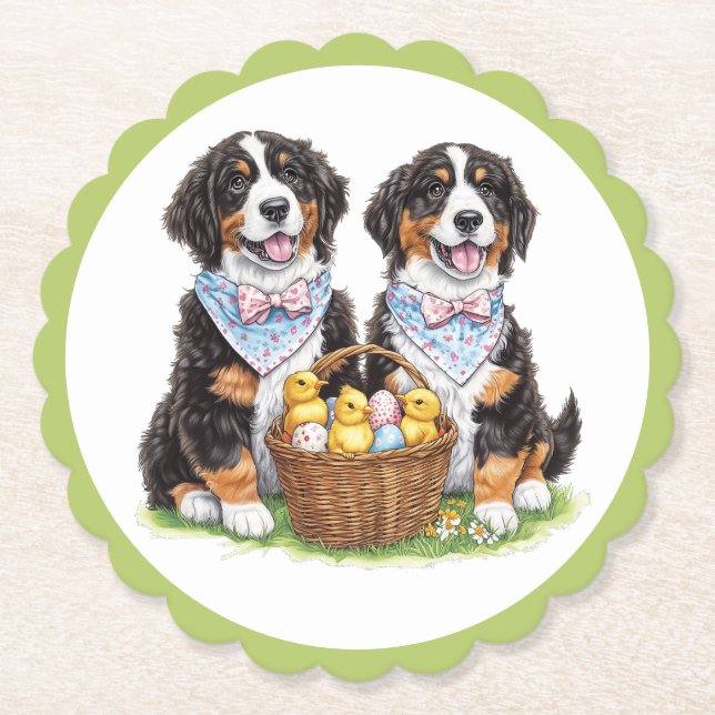 Porta-copo De Papel Cães de Montanha Bernese páscoas (Frente)