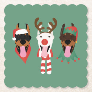 Porta-copo De Papel Cães Dobermann de Natal
