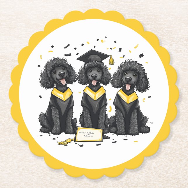 Porta-copo De Papel Cães Poodle Padrão De Graduação (Frente)