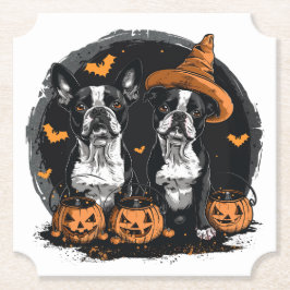 Porta-copo De Papel Cães Terrier de Boston Halloween
