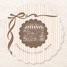 Porta-copo De Papel Cafe Bebe Coffee Bow Stripes Baby Shower