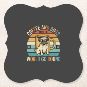 Porta-copo De Papel Café e Cães Pug Retro Amante