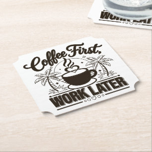 Porta-copo De Papel Café Primeiro, Trabalho Depois. Alimentado por Vib