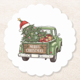 Porta-copo De Papel Caminhão de Natal Vintage Feliz Natal Homens Mulhe