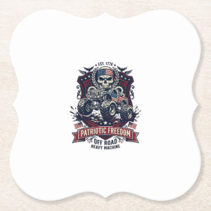 Porta-copo De Papel Caminhão Monstro Patriótico 1776 Crânio Off Road P