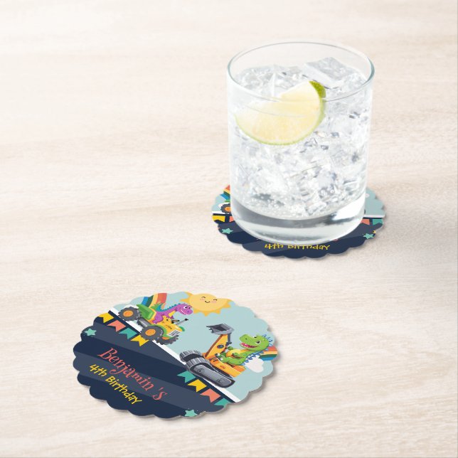 Porta-copo De Papel Caminhão trator de dinossauro bonito Balão arco-ír (Insitu)