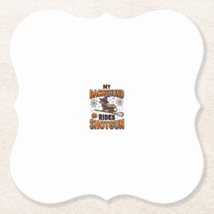 Porta-copo De Papel Camisa Dachshund Halloween Bruxa Vassoura Anda no