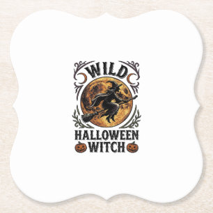 Porta-copo De Papel Camisa de Bruxa de Halloween Vassoura Vintage Gráf
