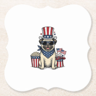 Porta-copo De Papel Camisa de Cachorro com Desenho de Pug Patriótico V