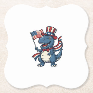 Porta-copo De Papel Camisa de Dinossauro Patriótico Vintage Vector Des