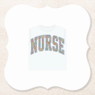 Porta-copo De Papel Camisa de Enfermeira com Letras de Varsity Floral 
