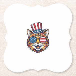 Porta-copo De Papel Camisa de Gato Patriota com Desenho de Gravura Vin