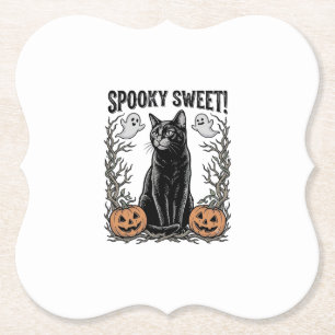 Porta-copo De Papel Camisa de Gravura de Halloween Vintage de Gato Pre