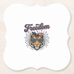 Porta-copo De Papel Camisa de Gravura Vintage Patriótica Freedom Tiger