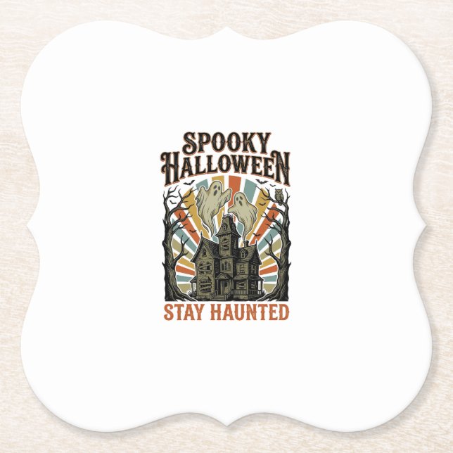 Porta-copo De Papel Camisa de Halloween de Casa Assombrada com Fantasm (Frente)