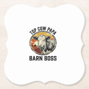 Porta-copo De Papel Camisa de Pai de Vaca Gravada Vintage Fazenda Pai