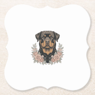 Porta-copo De Papel Camisa de retrato floral de Rottweiler vintage Des
