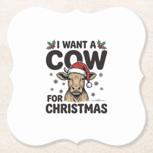Porta-copo De Papel Camisa engraçada de Natal vintage de vaca de Natal