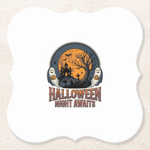 Porta-copo De Papel Camisa Fantasma Lua Gravada Cena Halloween Vintage