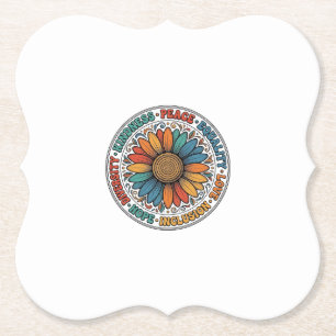 Porta-copo De Papel Camisa Flor de Bondade Paz Igualdade Vintage_1