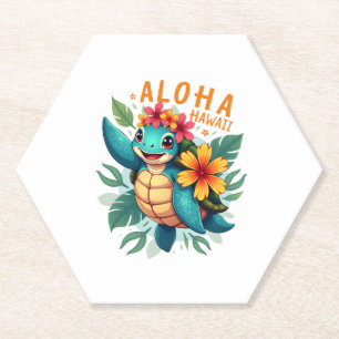 Porta-copo De Papel Camisa Havaiana Aloha Hawaii Sea Turtle Girl Women