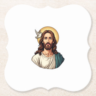 Porta-copo De Papel Camisa Jesus Dove Halo Vintage Engraving 2