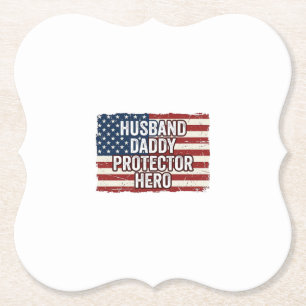 Porta-copo De Papel Camisa Patriótica Marido Papai Protetor Herói Band