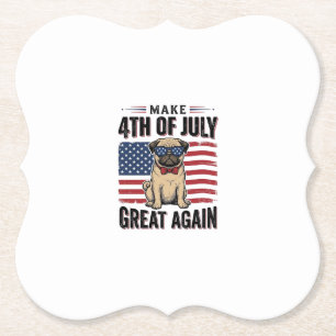 Porta-copo De Papel Camisa Patriótica Vintage de Pug de 4 de Julho Des