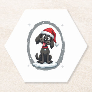 Porta-copo De Papel Camiseta Black Labrador Natal Chapéu de Papai Noel