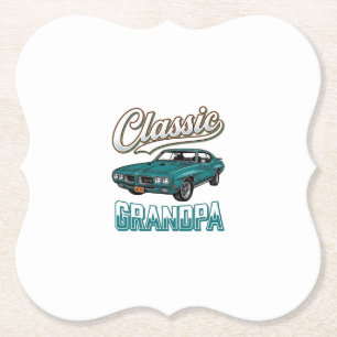 Porta-copo De Papel Camiseta Clássica do Vô com Carro Antigo Design_1