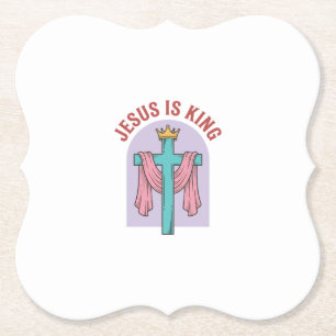 Porta-copo De Papel Camiseta Cristã Vintage Coroa Cruz Jesus É Rei