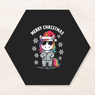 Porta-copo De Papel Camiseta do Papai Noel Unicórnio de Natal (3)