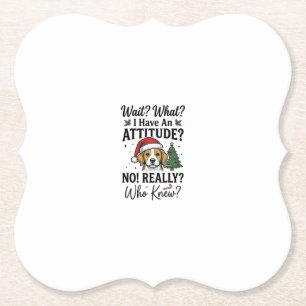 Porta-copo De Papel Camiseta Engraçada de Natal com Cão e Atitude Vint