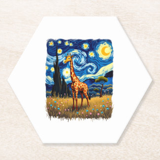 Porta-copo De Papel Camiseta Girafa Fofa África - Noite Estrelada