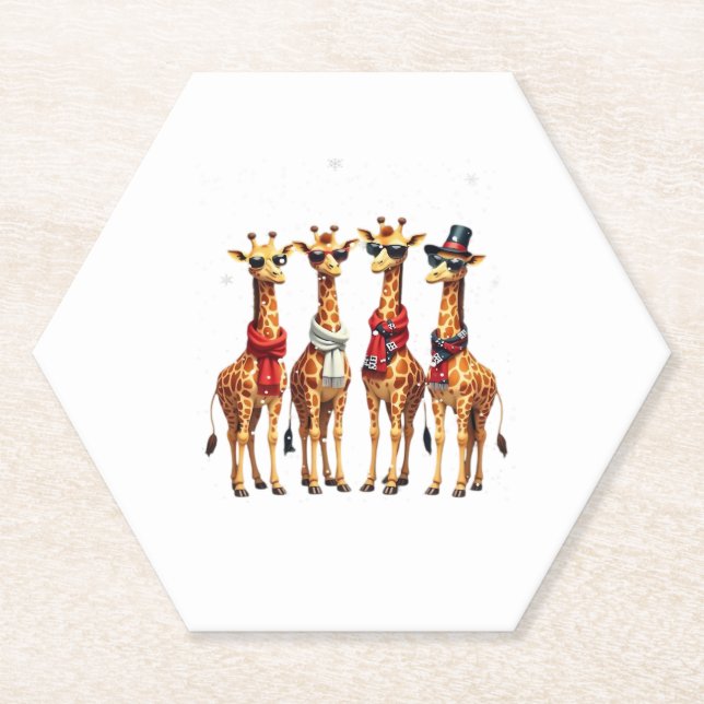 Porta-copo De Papel Camiseta Oversized Giraffe Christmas Chic (Frente)