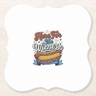 Porta-copo De Papel Camiseta Vintage Hot Dog Here For The Wieners_1
