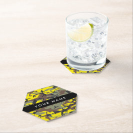 Porta-copo De Papel Camuflagem amarela e castanha Seu nome Personaliza