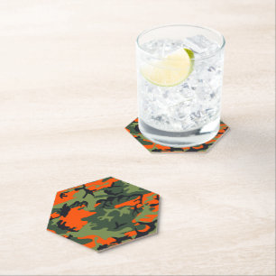 Porta-copo De Papel Camuflagem Laranja e Verde, Militar, Exército