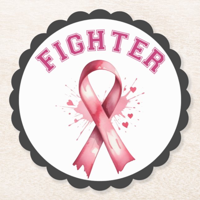 Porta-copo De Papel Cancer da mama floral, rosa e Bonito (Frente)