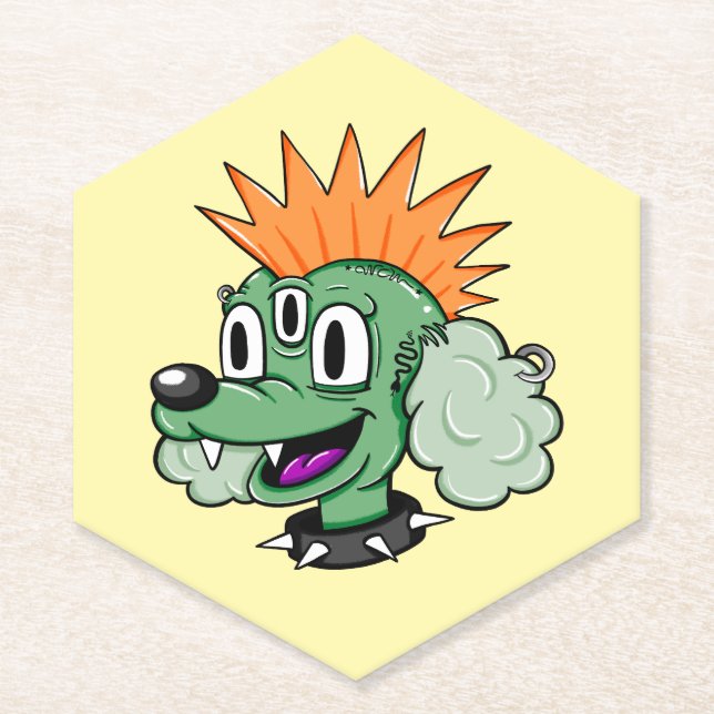 Porta-copo De Papel Caniche Punk (Frente)