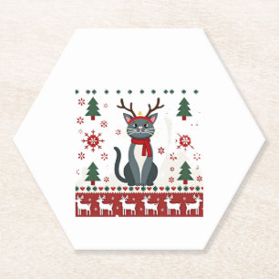 Porta-copo De Papel Cantor de Natal Reindeer Feio de Natal