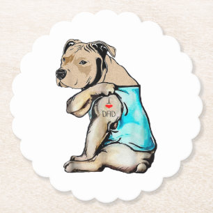 Porta-copo De Papel Cão Pitbull Eu Amo Pai Tatuagem Família Divertida