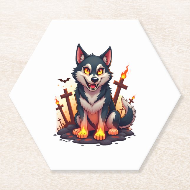 Porta-copo De Papel Cão Rouco Hellhound (Frente)