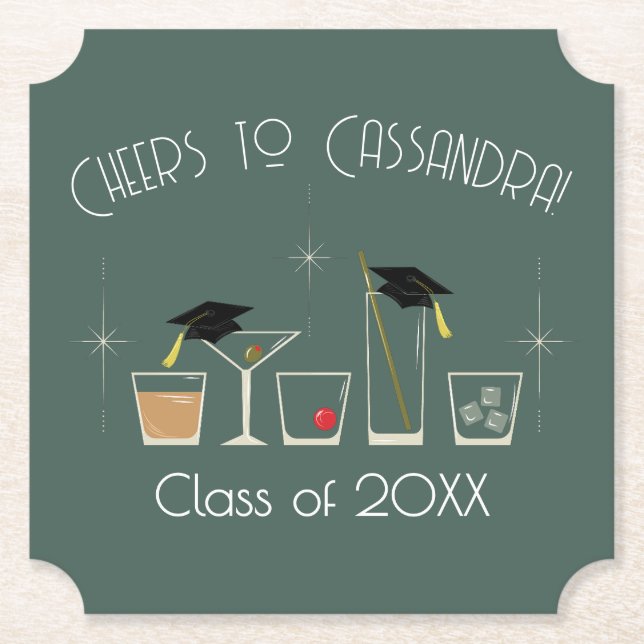 Porta-copo De Papel Cap and Cocktail Graduation Party (Frente)