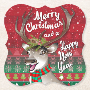 Porta-copo De Papel Caro Reindeer - Feliz Natal e feliz Ano Novo