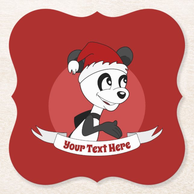 Porta-copo De Papel Cartografia de Natal com papel de urso panda fofo (Frente)