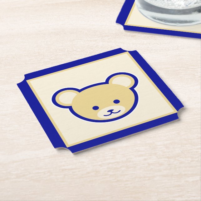 Porta-copo De Papel Cartoon Blue Beige Teddy Bear Cute Engraçado (Angular)