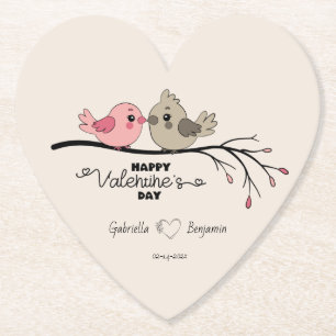 Porta-copo De Papel Cartoon Bonito Aves no Dia do Namorados