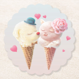 Porta-copo De Papel Casal sorvete - Amor no Primeiro Lick