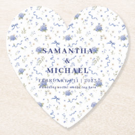 Porta-copo De Papel Casamento com Flores de Tendência Marinha Azul Pad